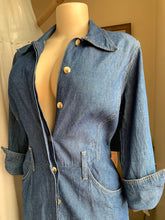 Load image into Gallery viewer, Thick denim navy blue shirt dress size 9/10 or M
