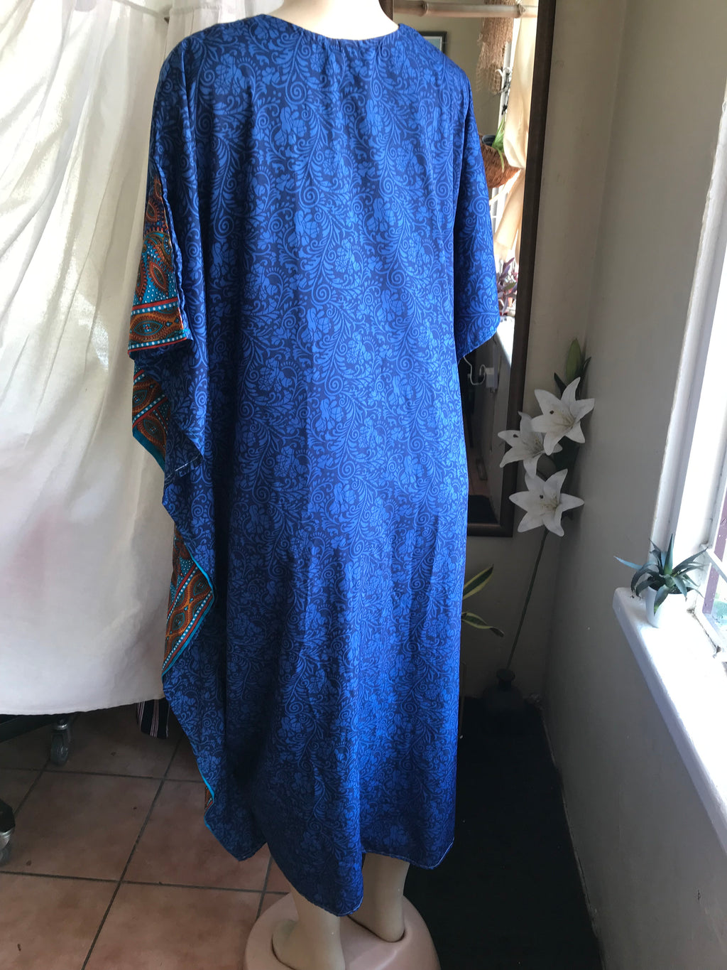 vintage Blue print maxi kaftan ^^^ one size