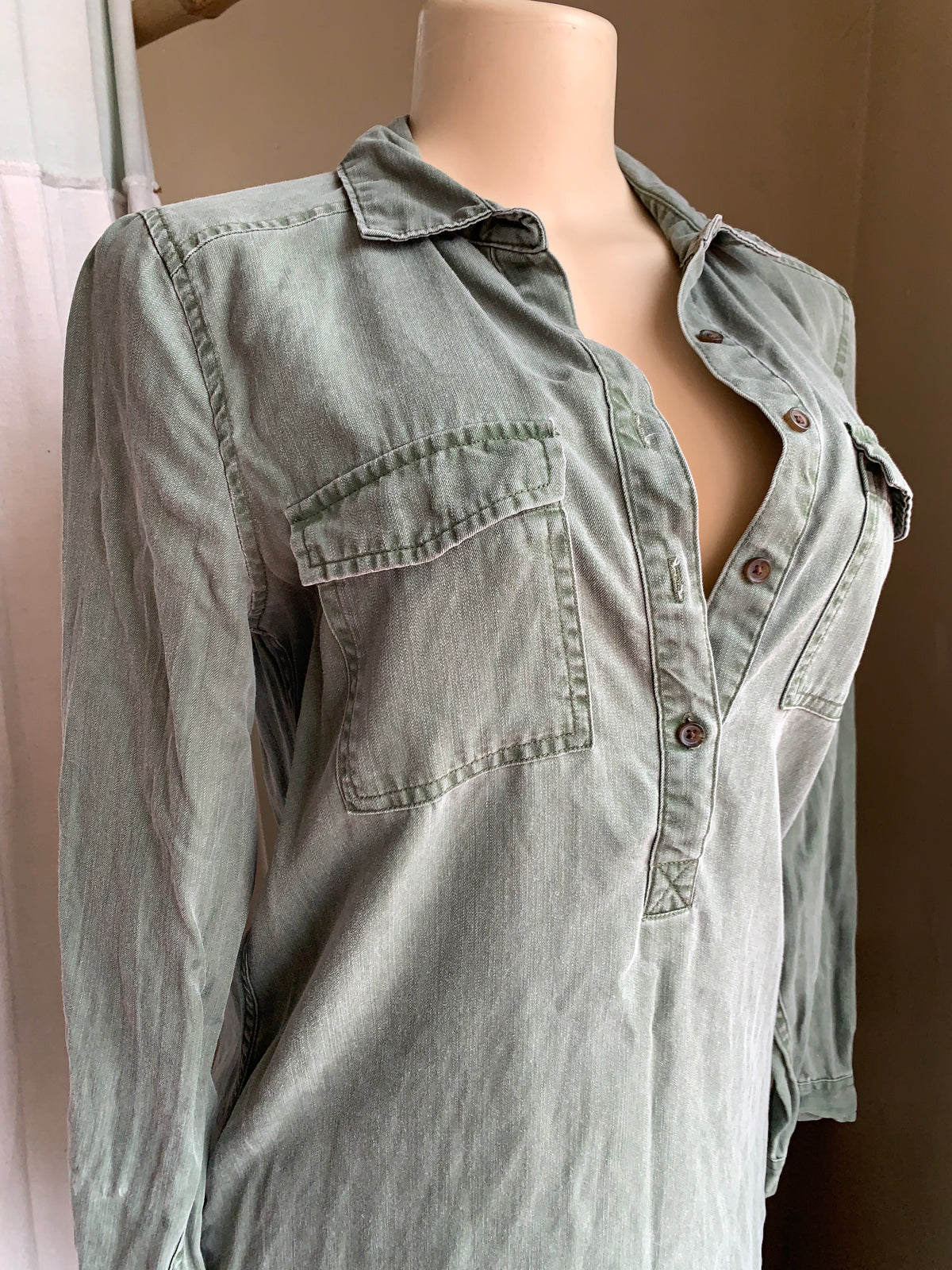 Old Navy green organic shirt dress S