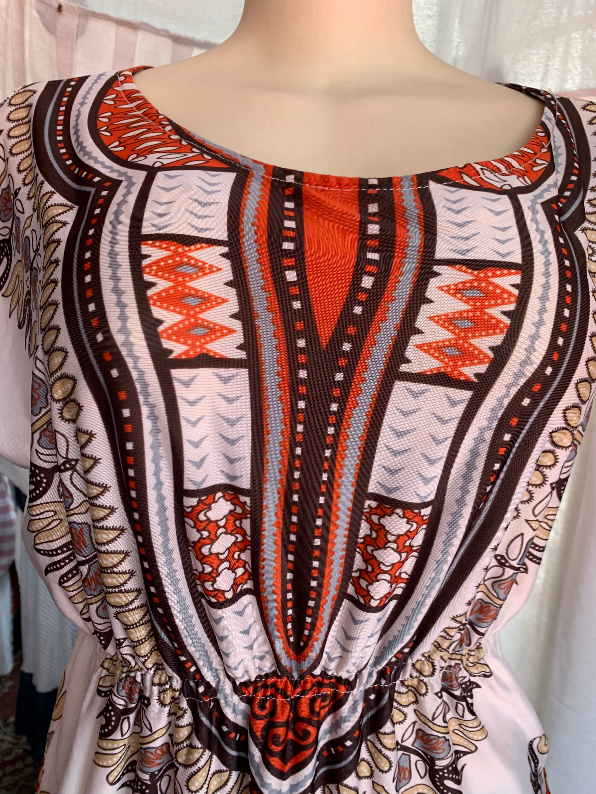 African print white dress … m/L