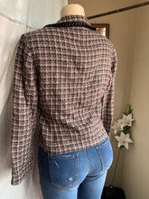 Load image into Gallery viewer, Vintage Pink+Black tweed blazer ^^^ size 8 /s-m &gt;&gt;&gt;
