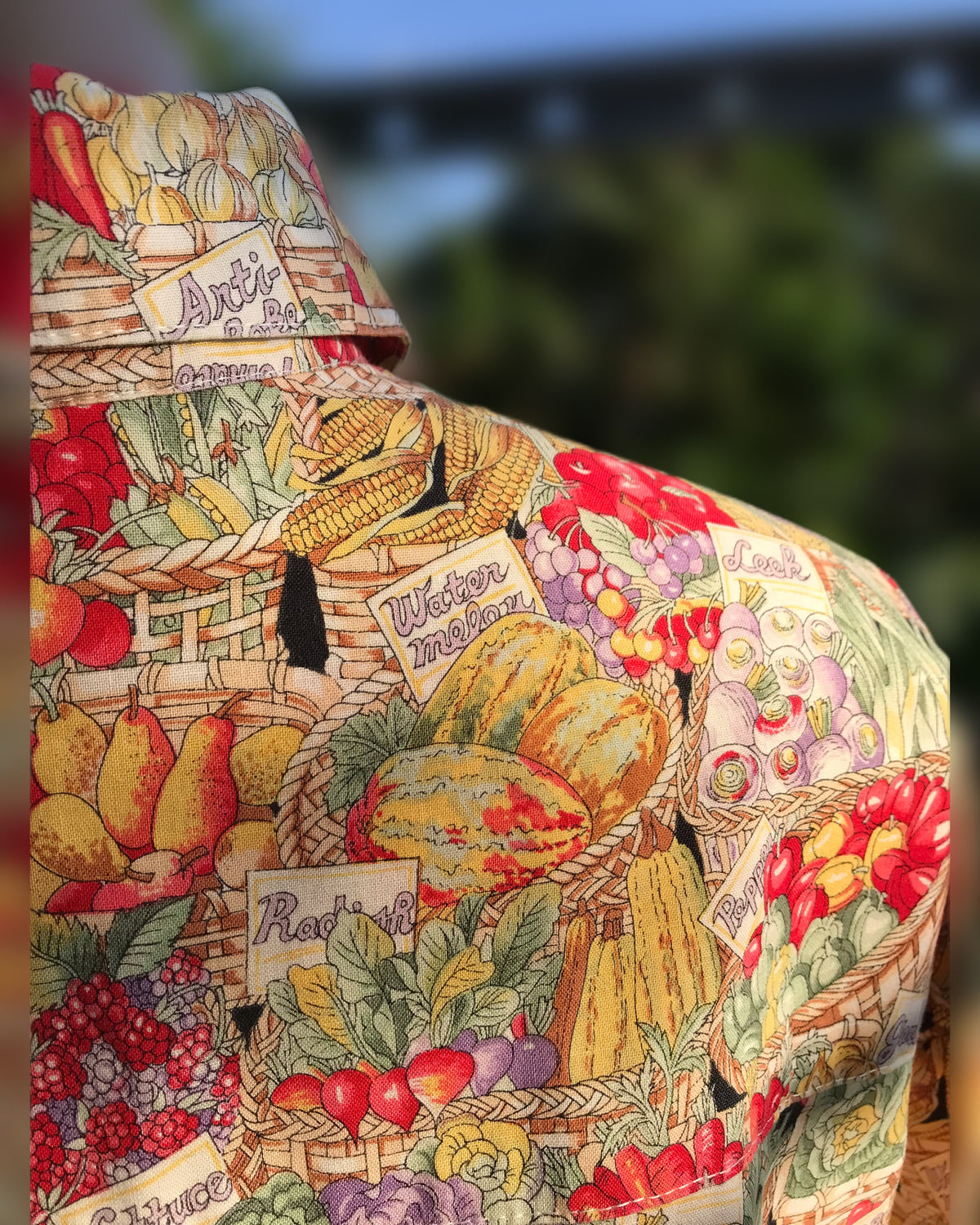 vintage market produce print button shirt ... M/L