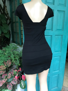 Black micro sleeve bodycon dress semi formal M