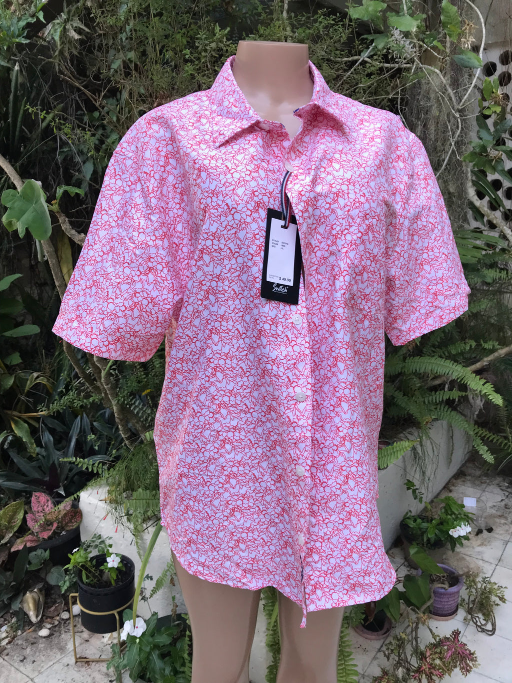 Mens red floral print shirt new... XL