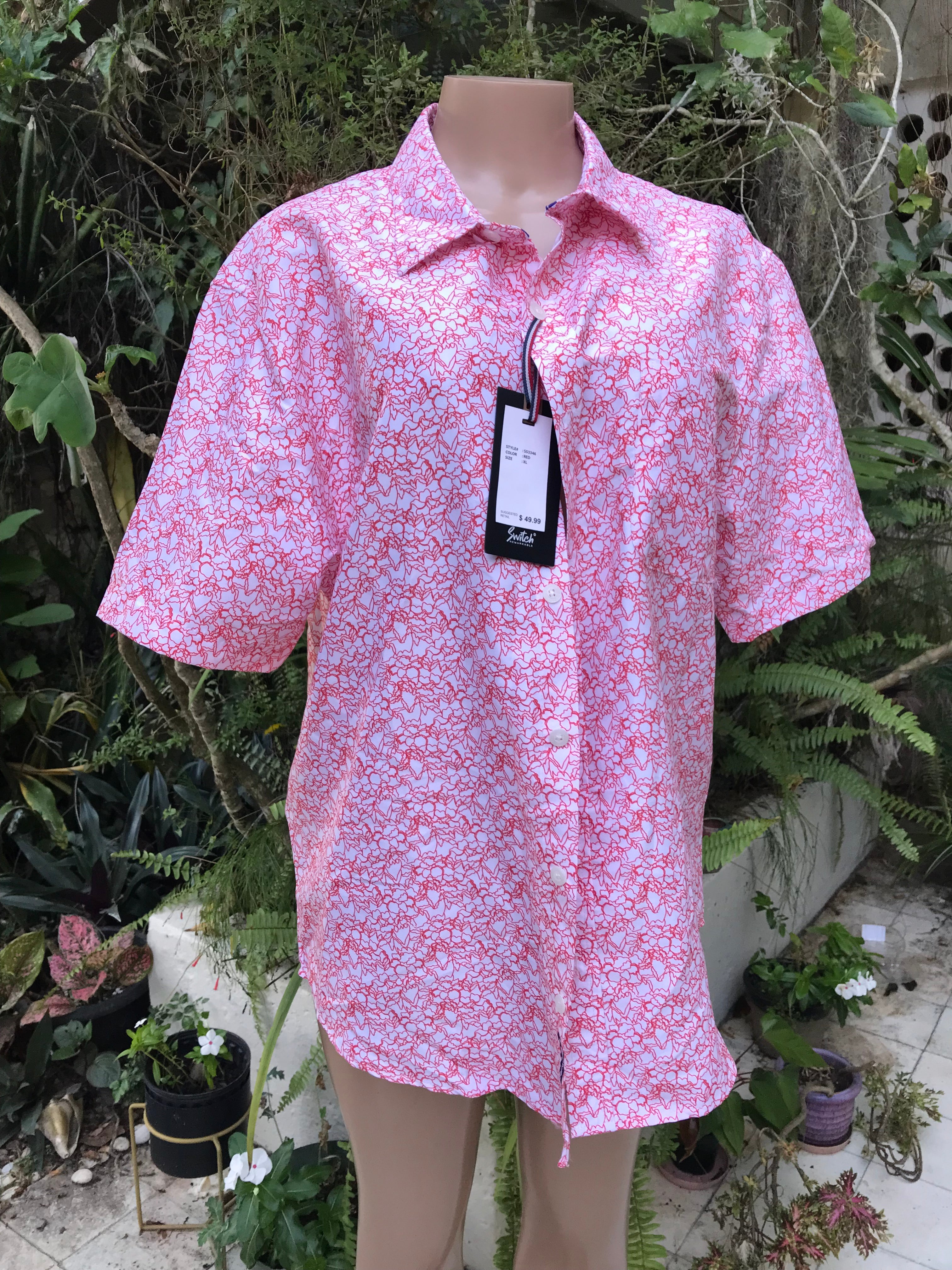 Mens red floral print shirt new... XL