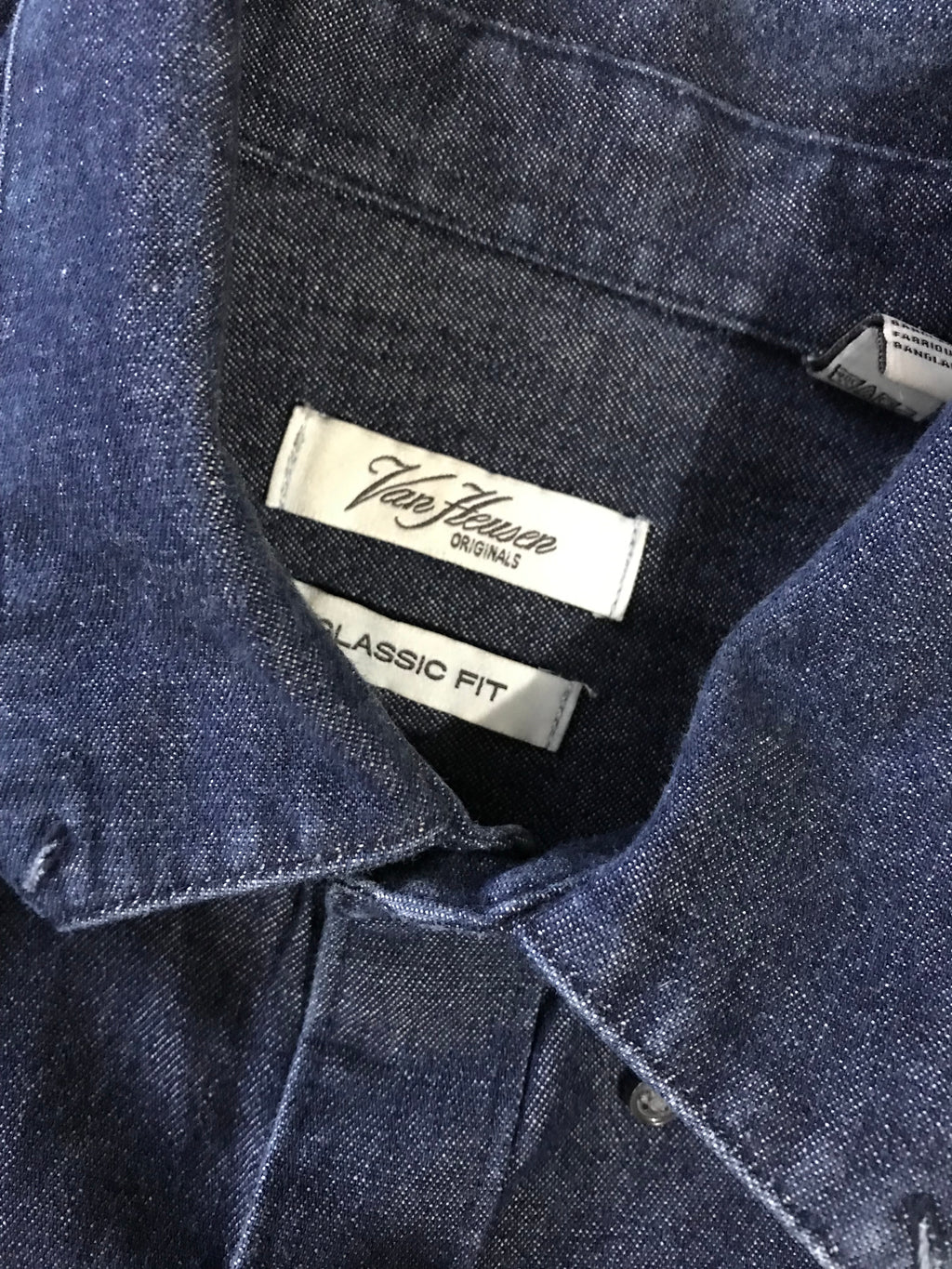 vintage 100% cotton dark blue button shirt ... mens m ^^^ ,,,