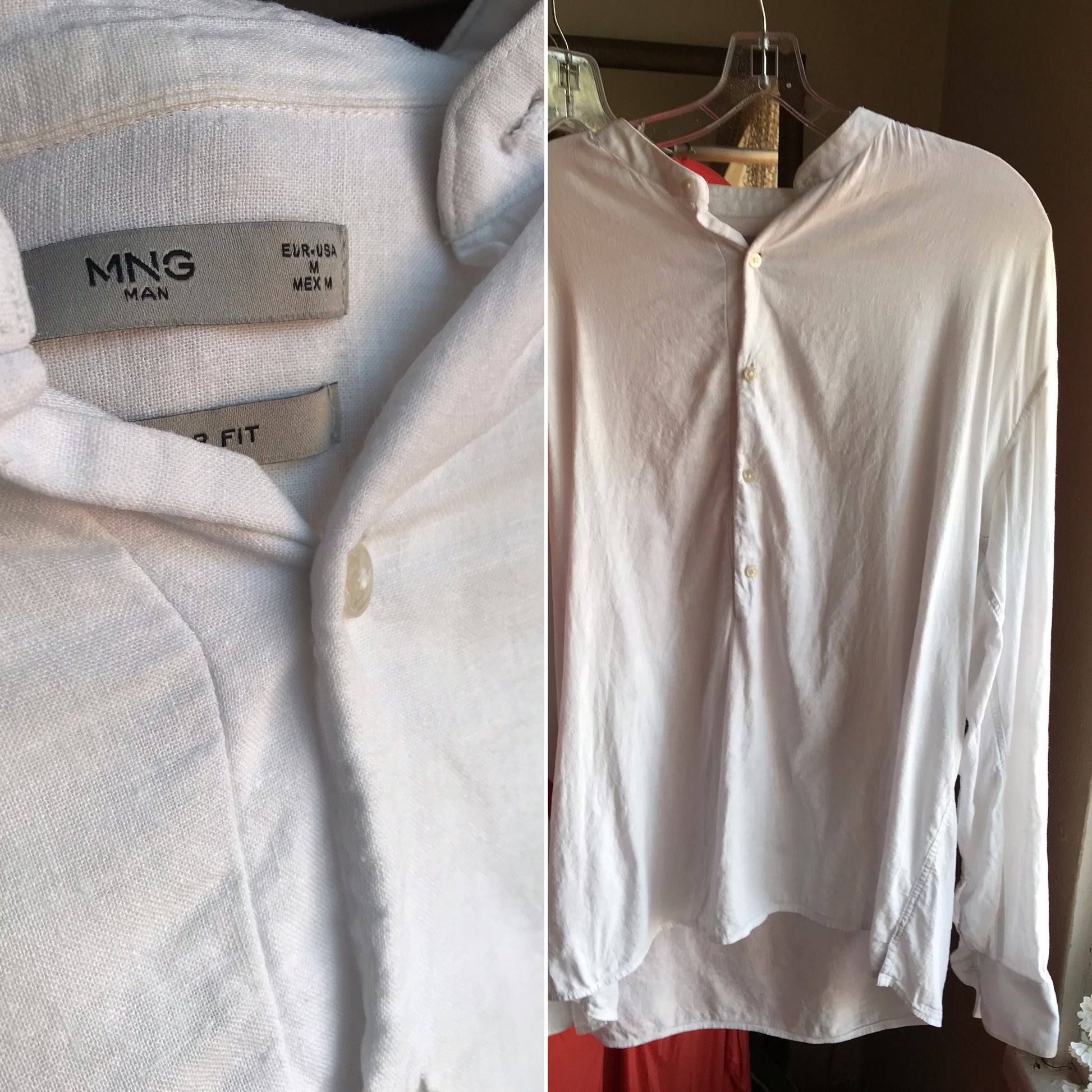 organic white long sleeve top ... L male/female