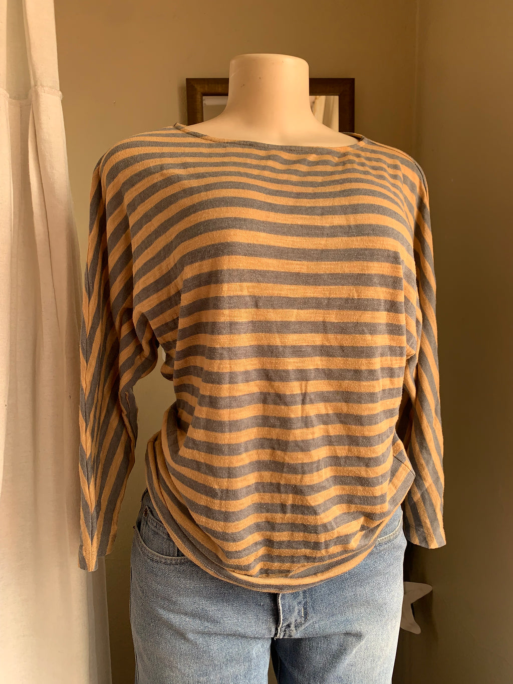 cream stripe long sleeve top … s