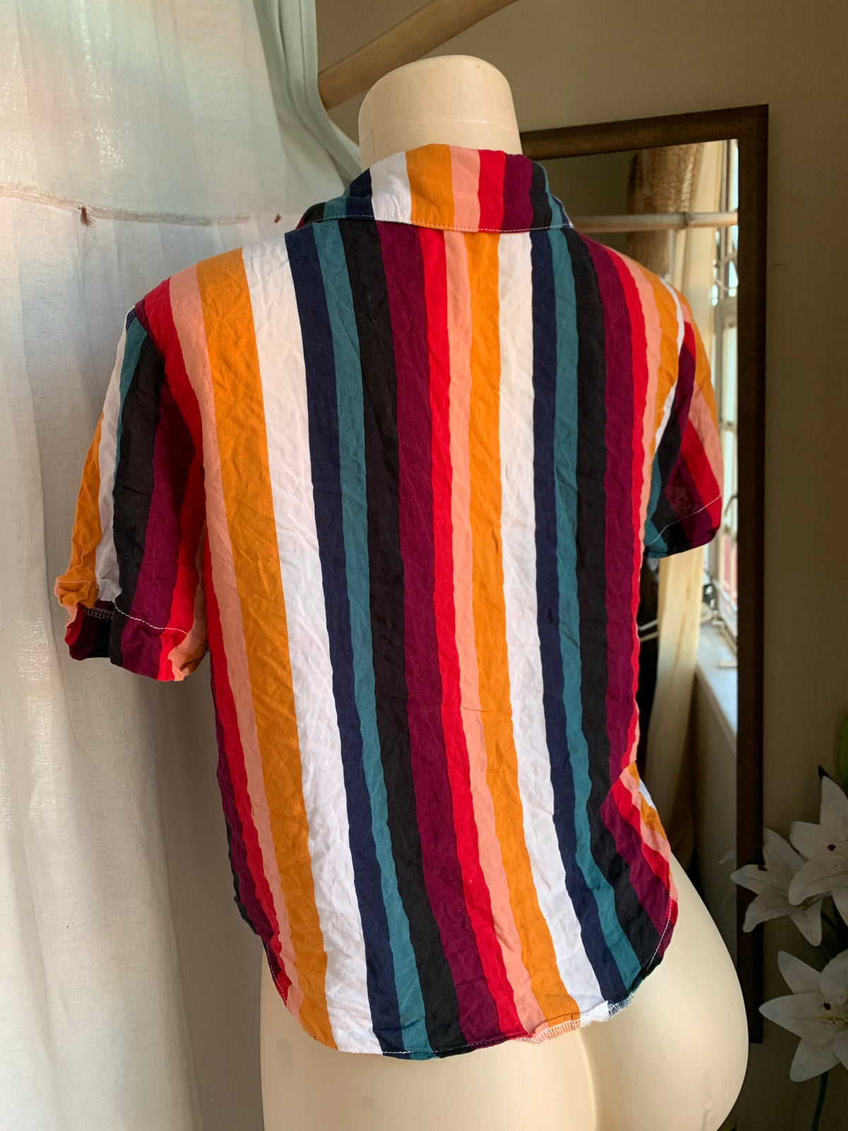 Multicoloured stripe button shirt … L