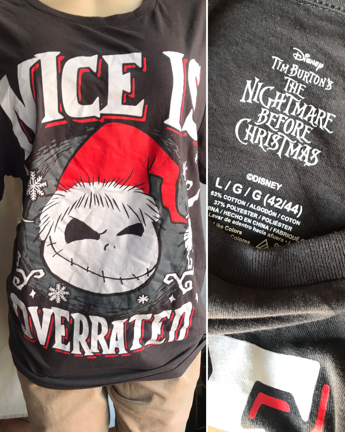 Nice is overrated pop culture Nightmare before Christmas Graphic Tee  ;;; L...