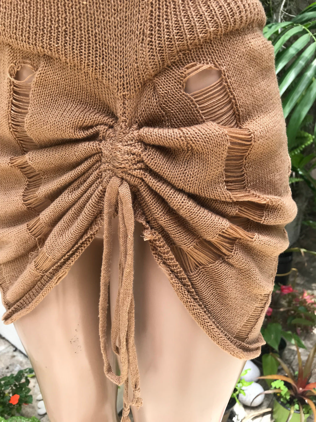Brown knit ruche skirt set - L / XL plus