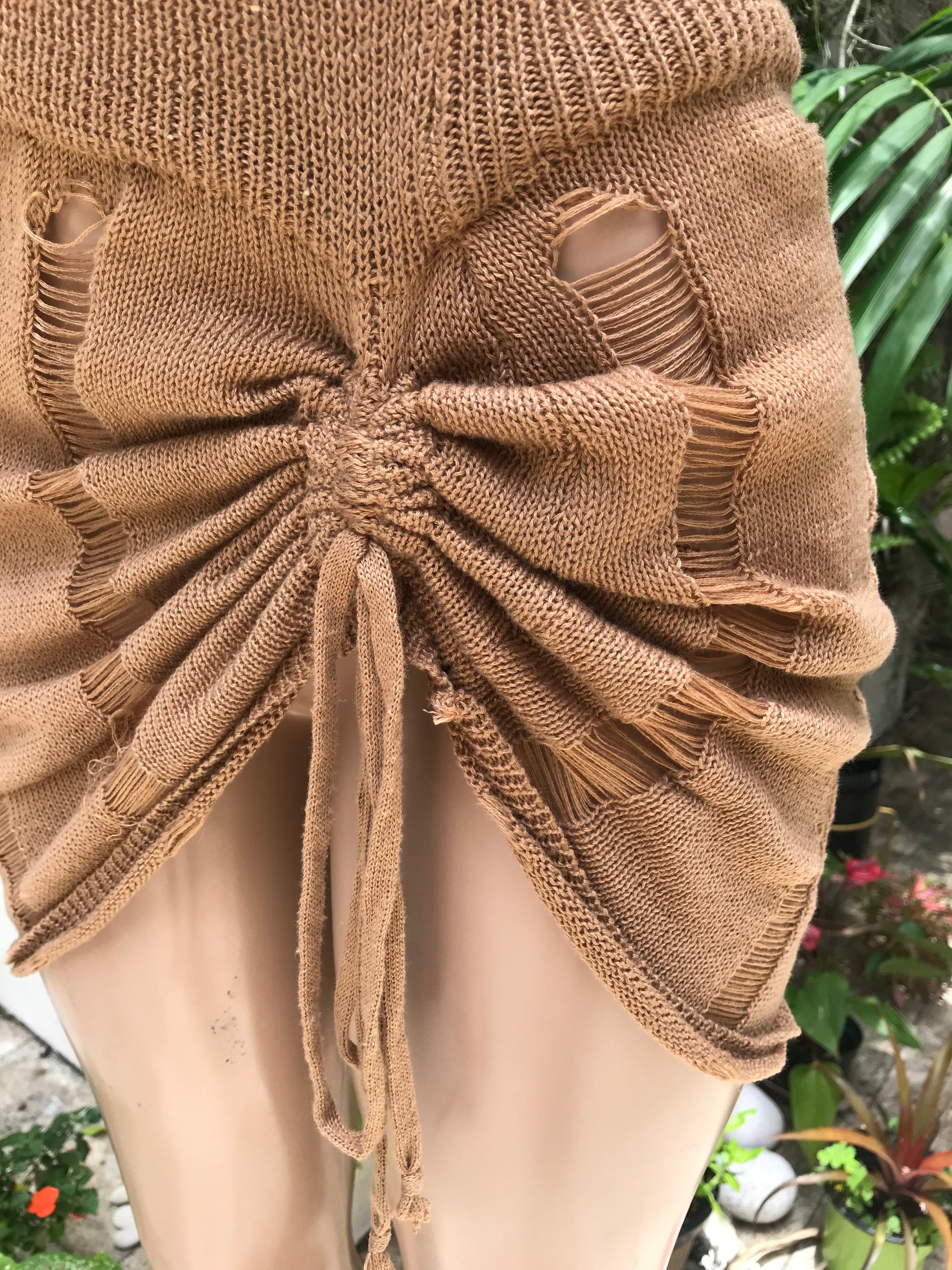 Brown knit ruche skirt set - L / XL plus