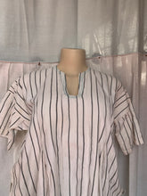 Load image into Gallery viewer, Organic Striped poncho style shirt with pockets … M/L lll ,,,
