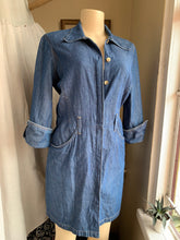 Load image into Gallery viewer, Thick denim navy blue shirt dress size 9/10 or M
