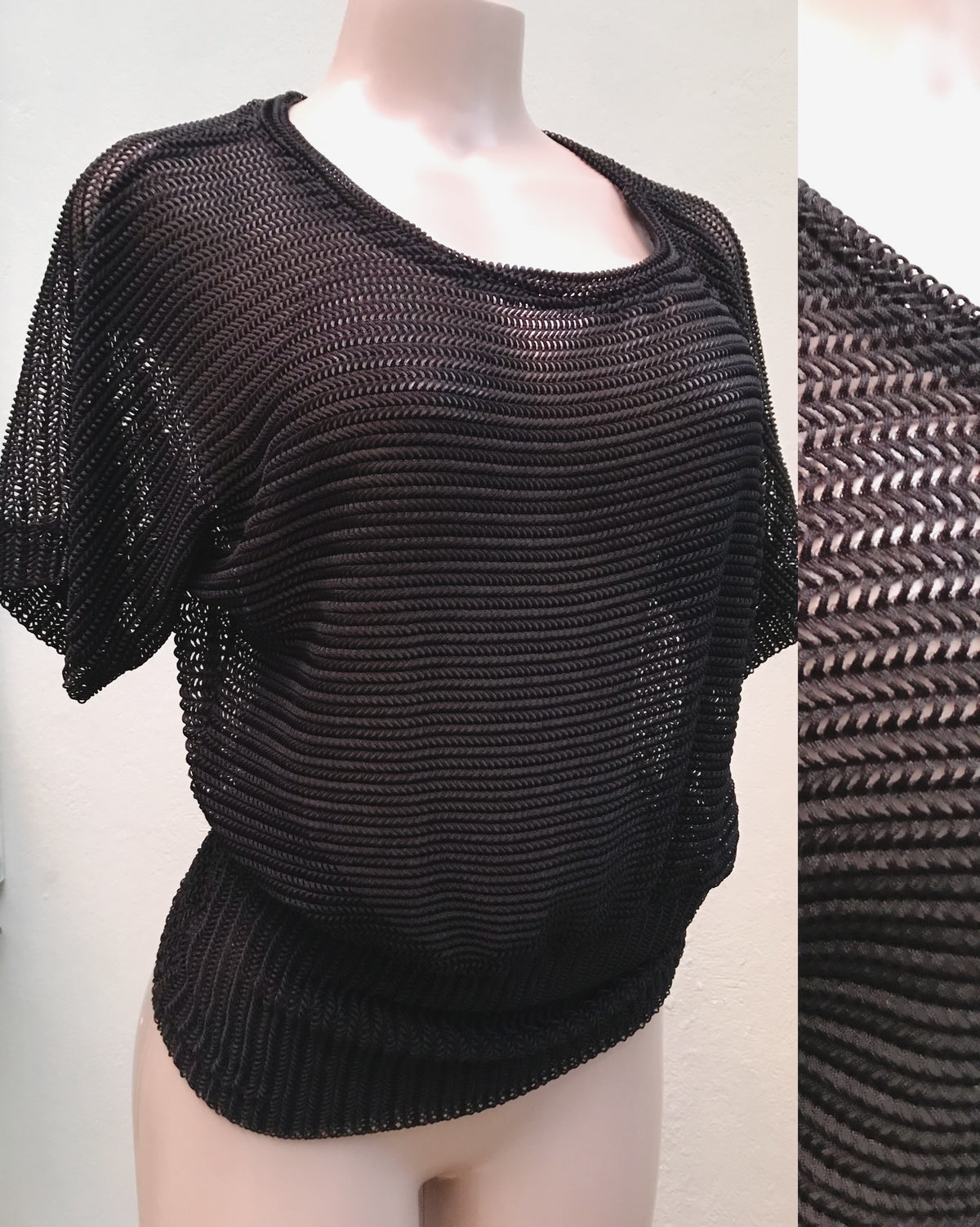 Black mesh kimono sleeve top ...L