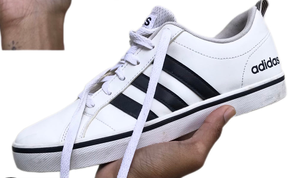 Adidas White stripes skater. once worn /// size 9. 5 women / 7. 5 men