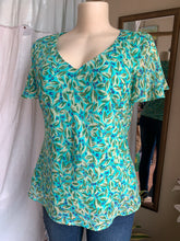 Load image into Gallery viewer, Leaf and floral patterned green blouse size 10 …
