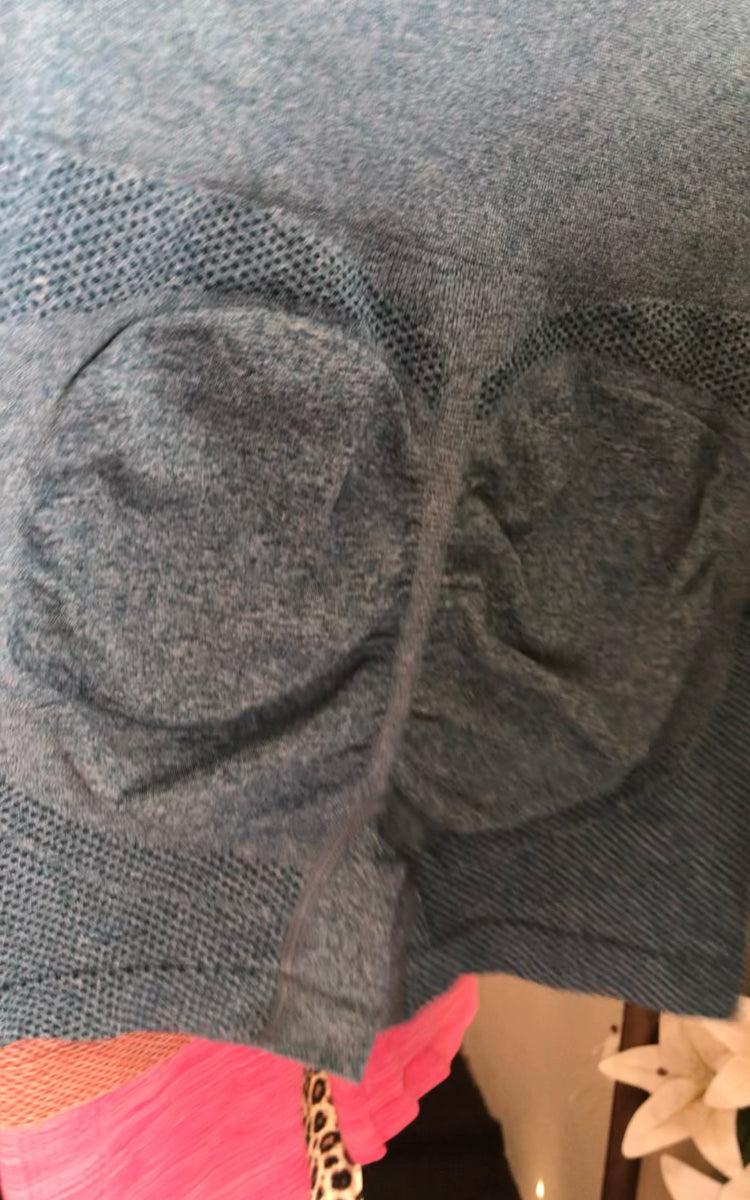 dusty blue exercise shorts ruffle butt