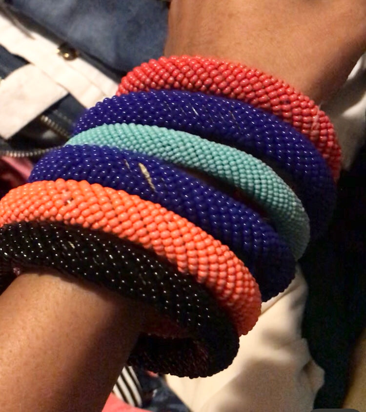 African beaded bangle XL