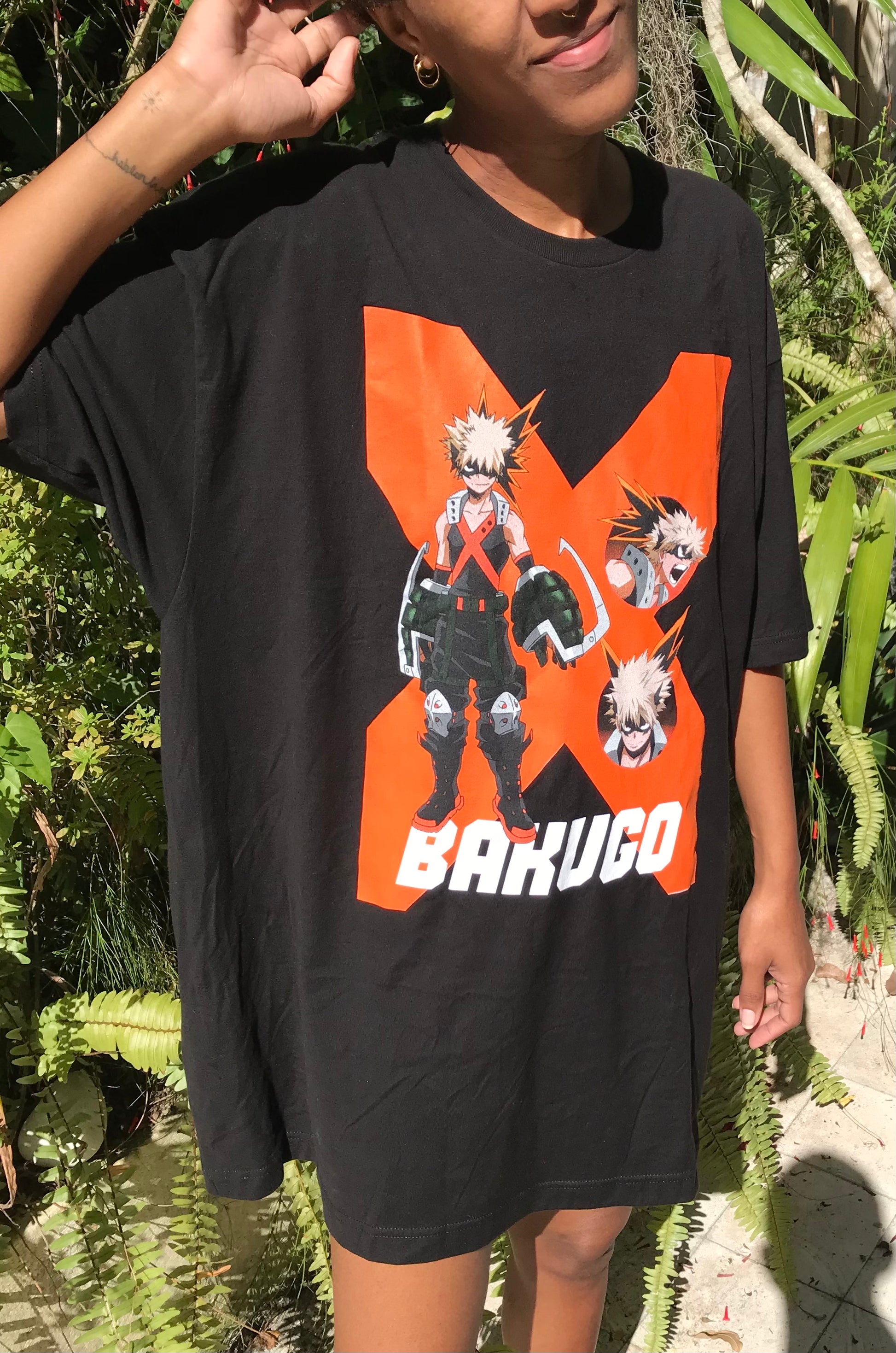 Black oversized tee like new Bakugo anime 100% Cotton ... /XL : 2X ;;;