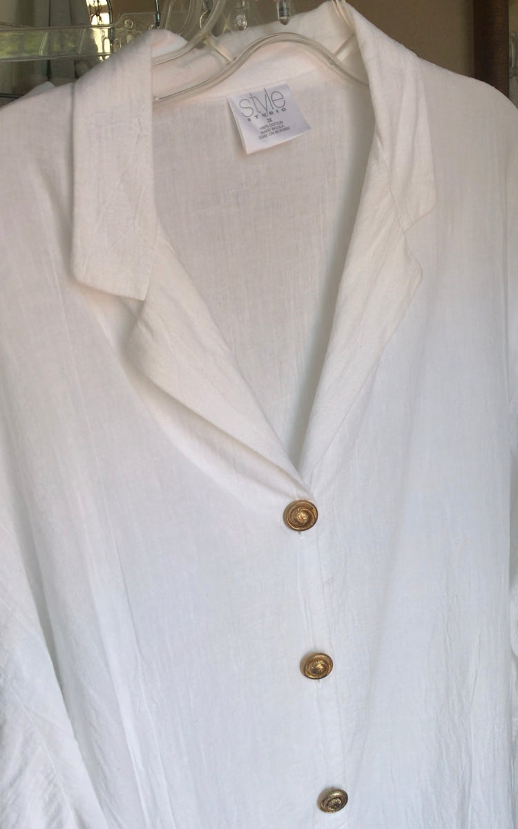 Organic vintage gold button shirt long... 2x