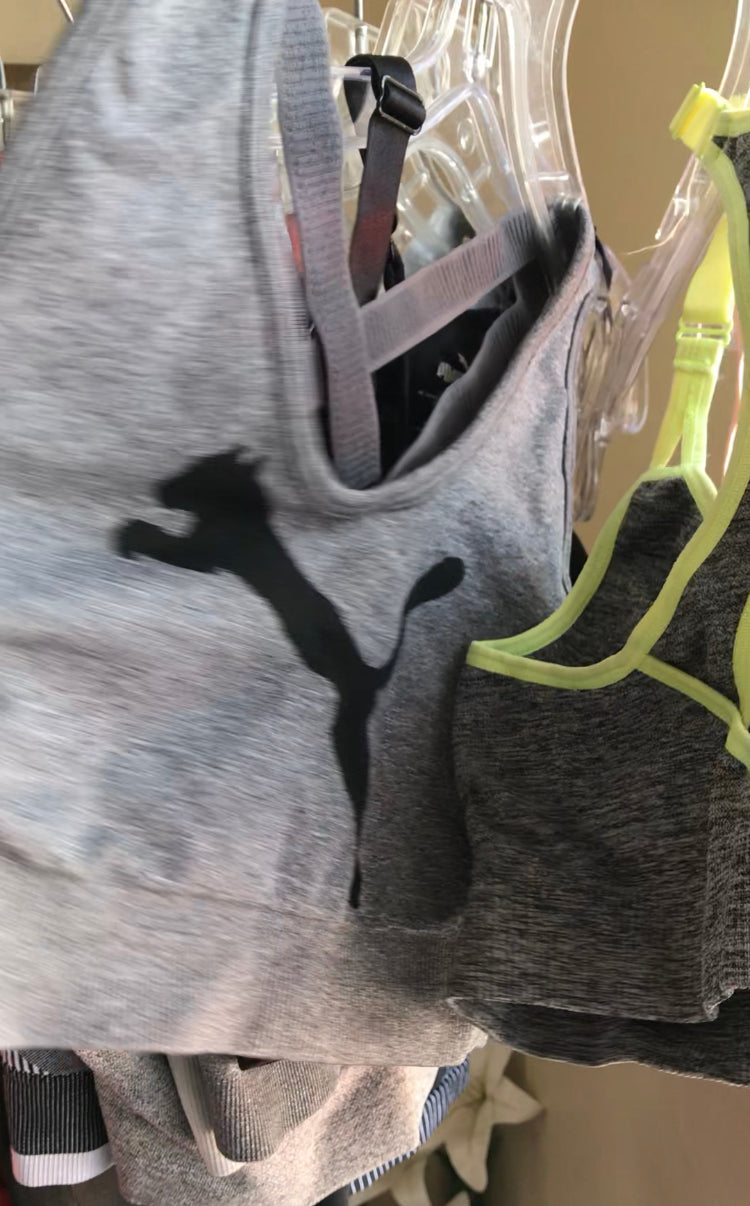 puma grey logo exercise crop top