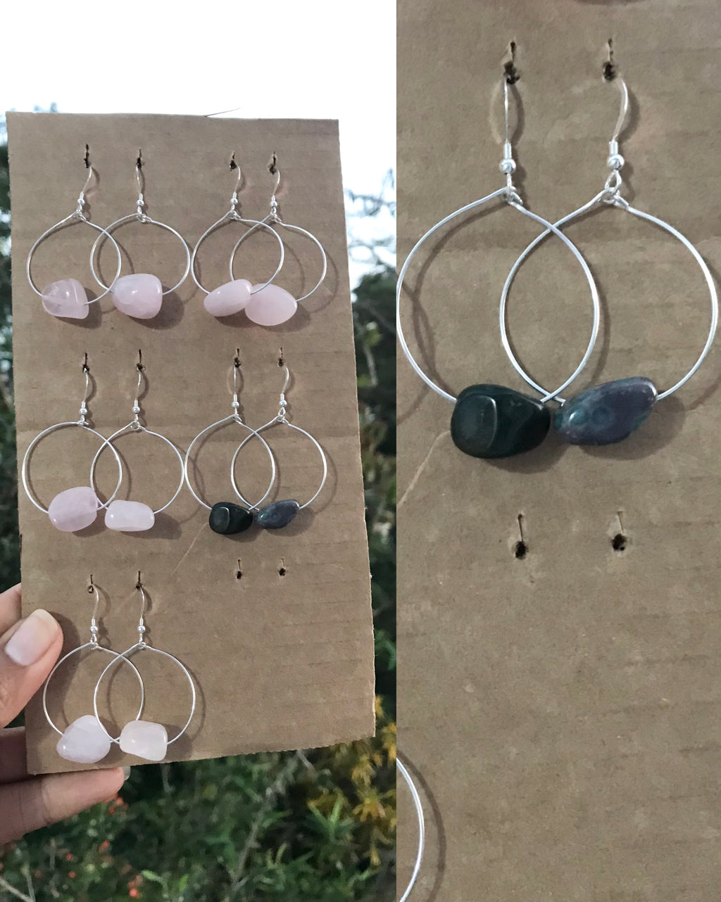 simple moss agate stone earrings *** hoop (TNJ exclusive)