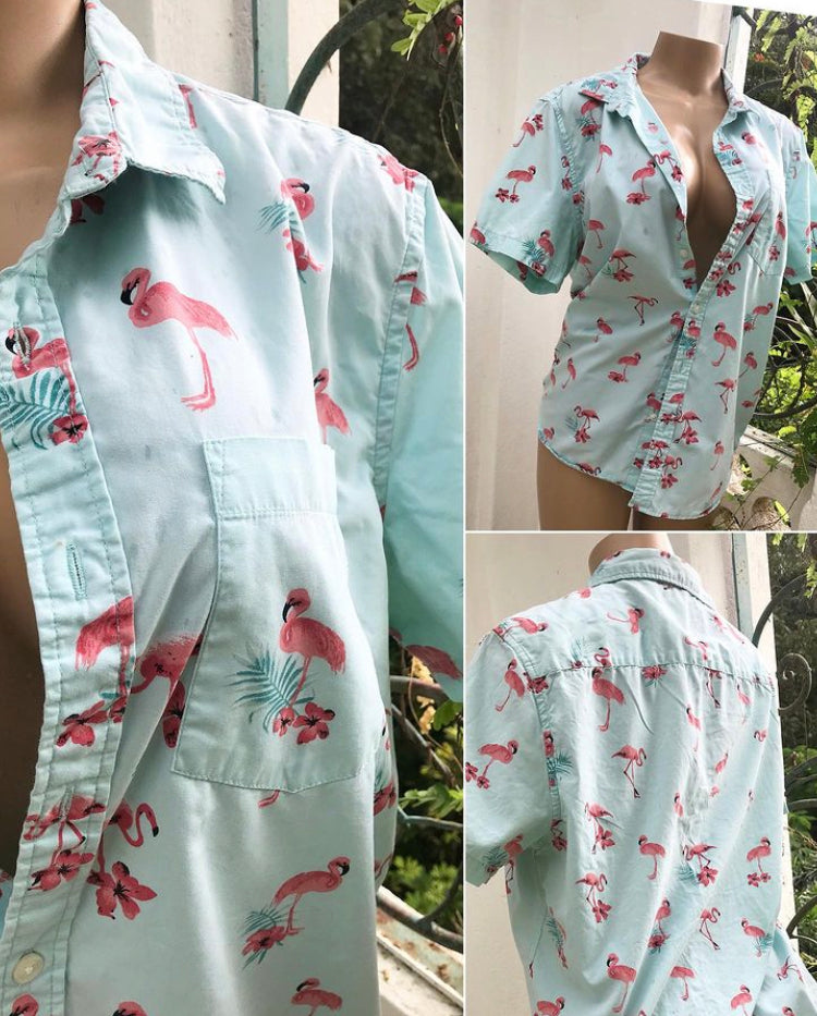 F21 Flamingo Men's Button Down - L