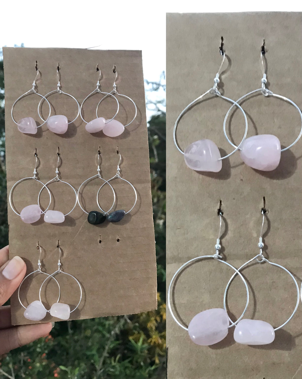 simple rose quartz stone earrings *** hoop (TNJ exclusive)