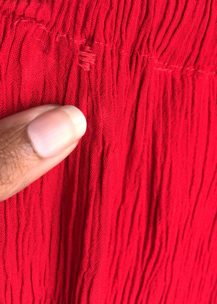 Vintage red crinkle pants set... S/M ^^^ rayon