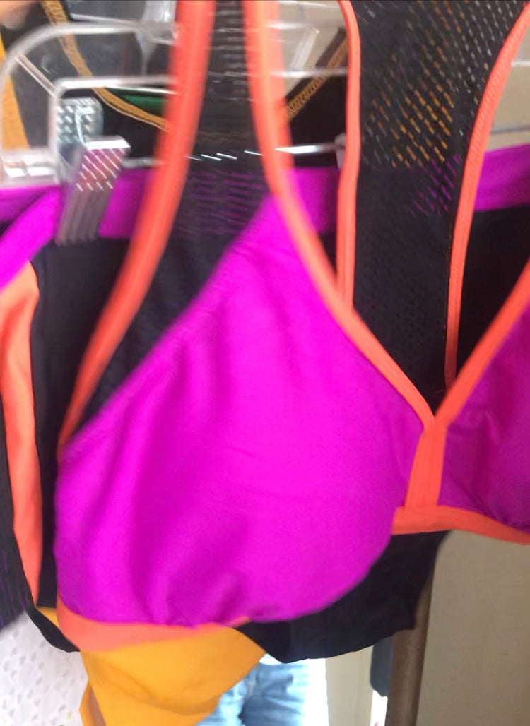 Pink orange & black shorts bikini swim suit