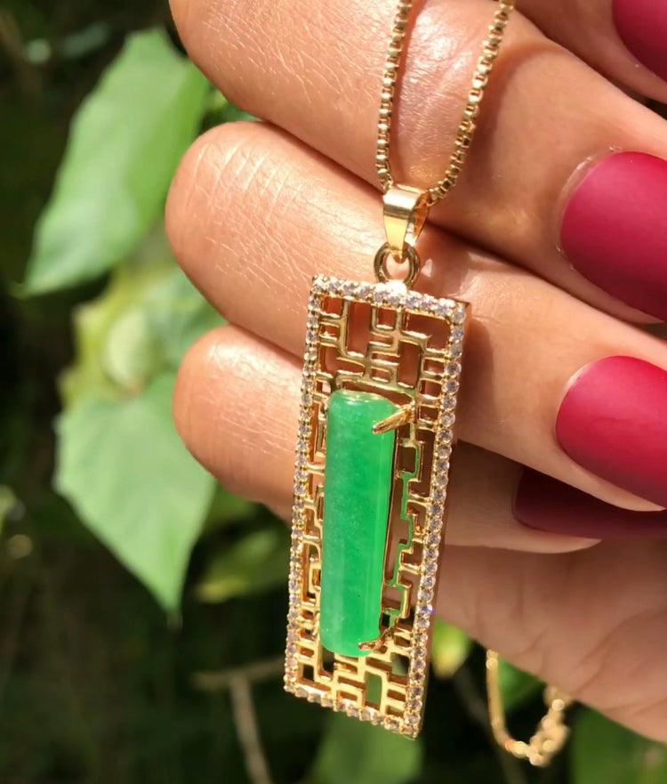 18k Gold plated necklace with jade pendant ***