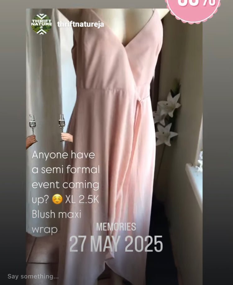 Nude pink wrap style semi formal maxi dress spaghetti /xl