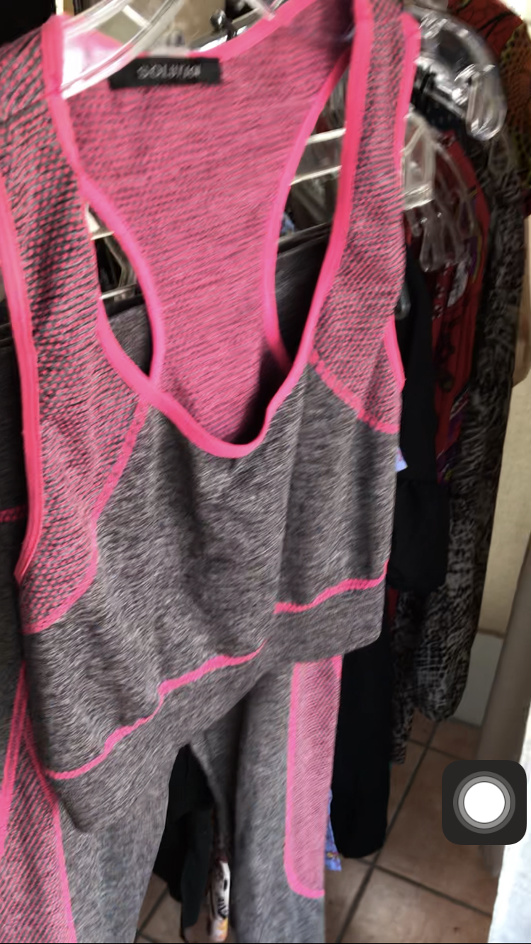 pink grey exercise set long legging one size