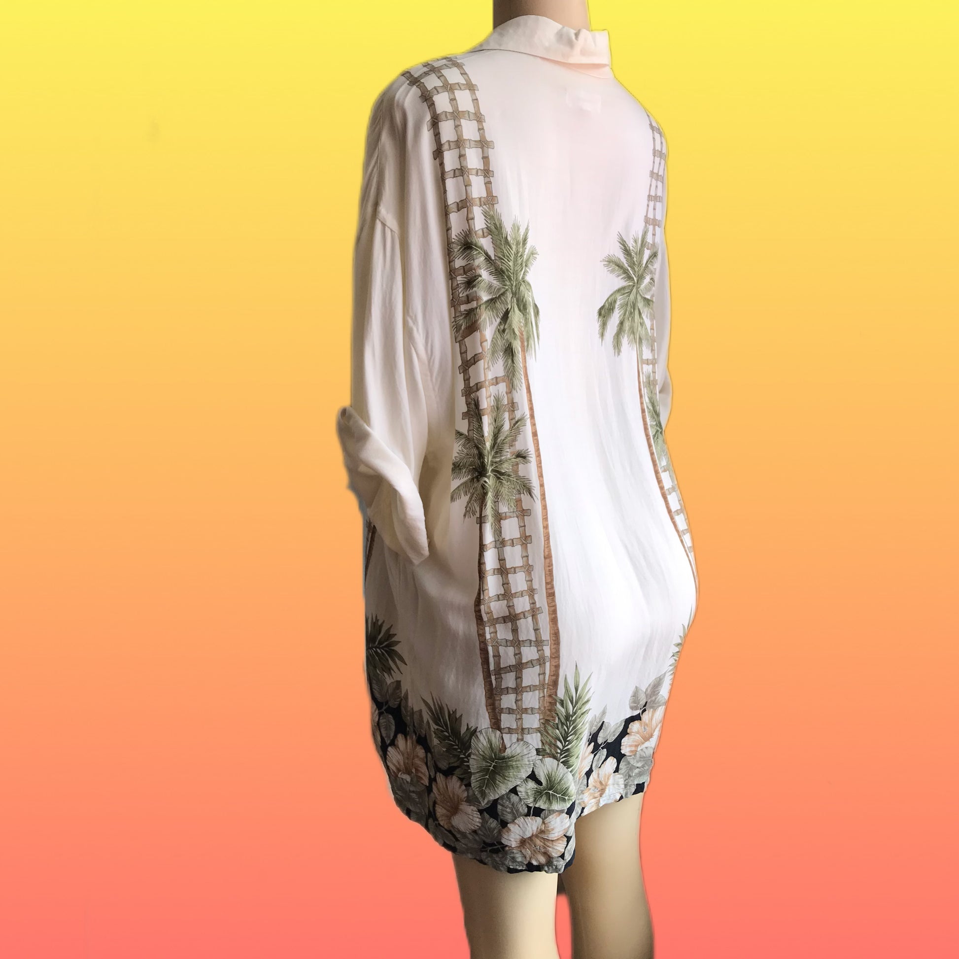 Vintage oversized palm trellis button shirt mens ^^^ /XL