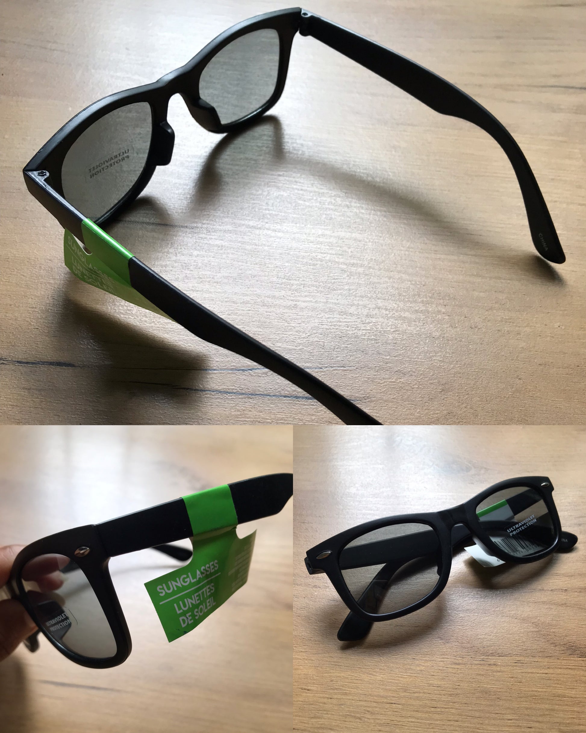 new with tag black ultraviolet protection sunglasses *** matte wayfarer