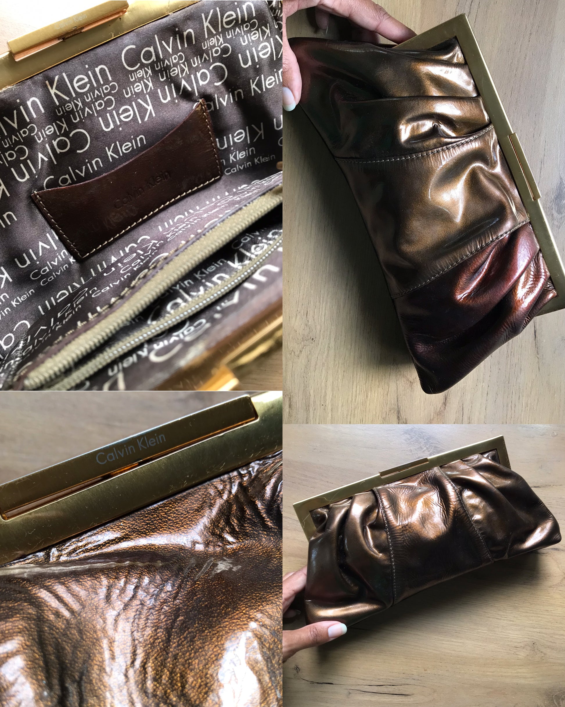 vintage Calvin Klein clutch bag ^^^ brown/gold ***