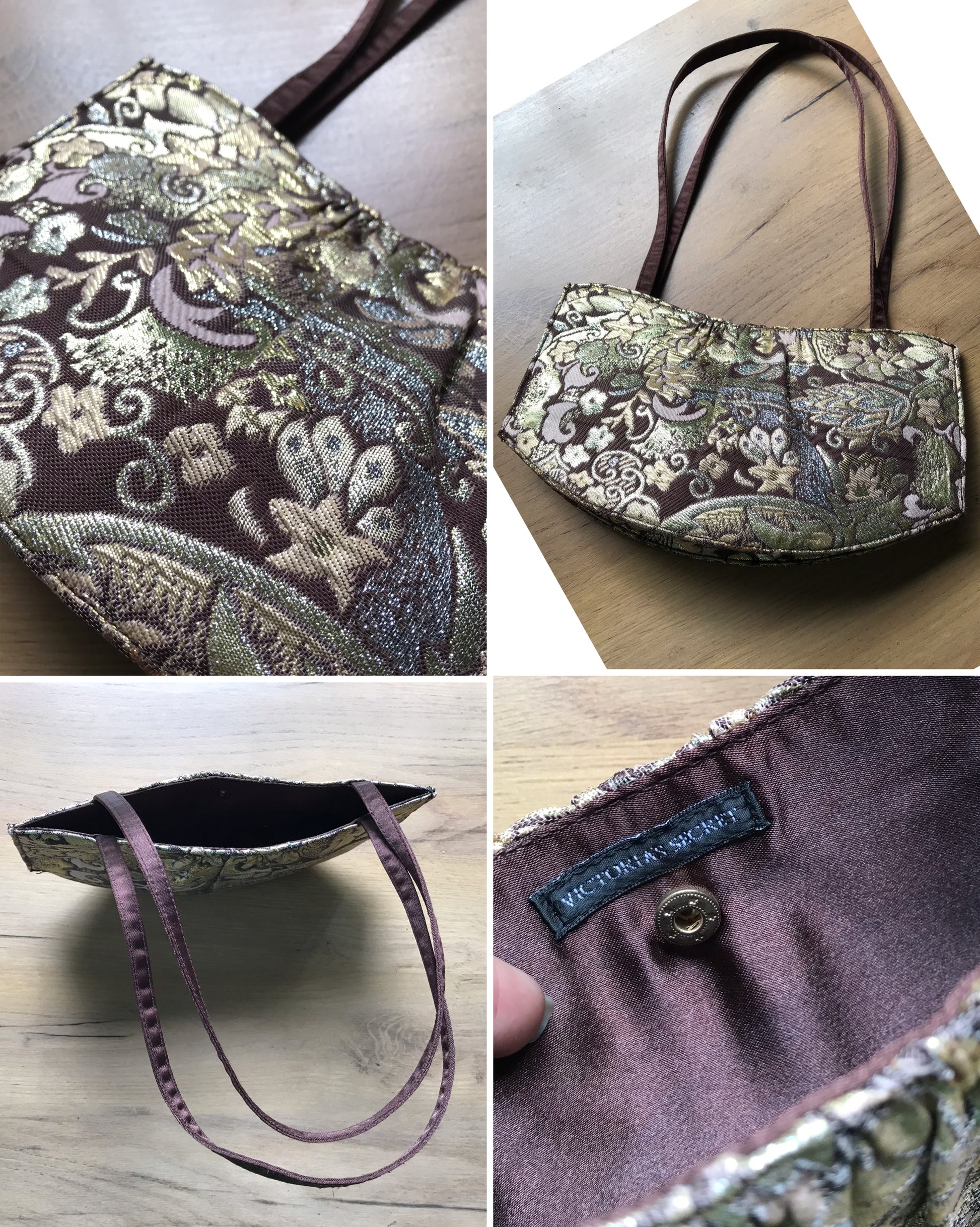 vintage Victoria's Secret embroidery mini bag ^^^ brown ***