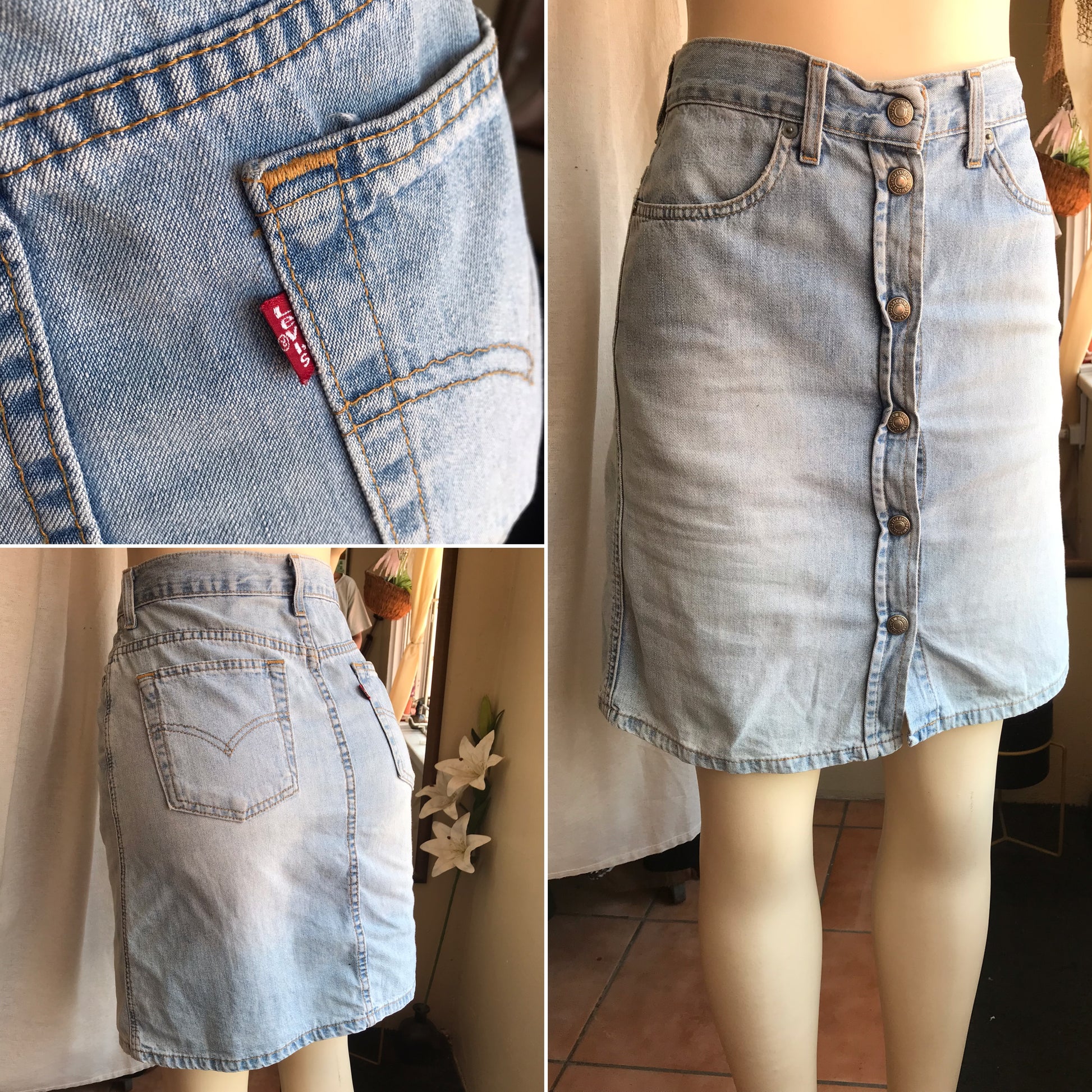 Vintage Levi's A line button skirt denim ^^^ M