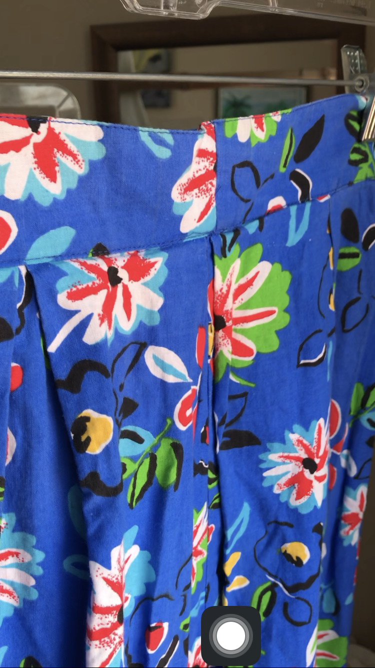 blue floral print flare professional skirt s