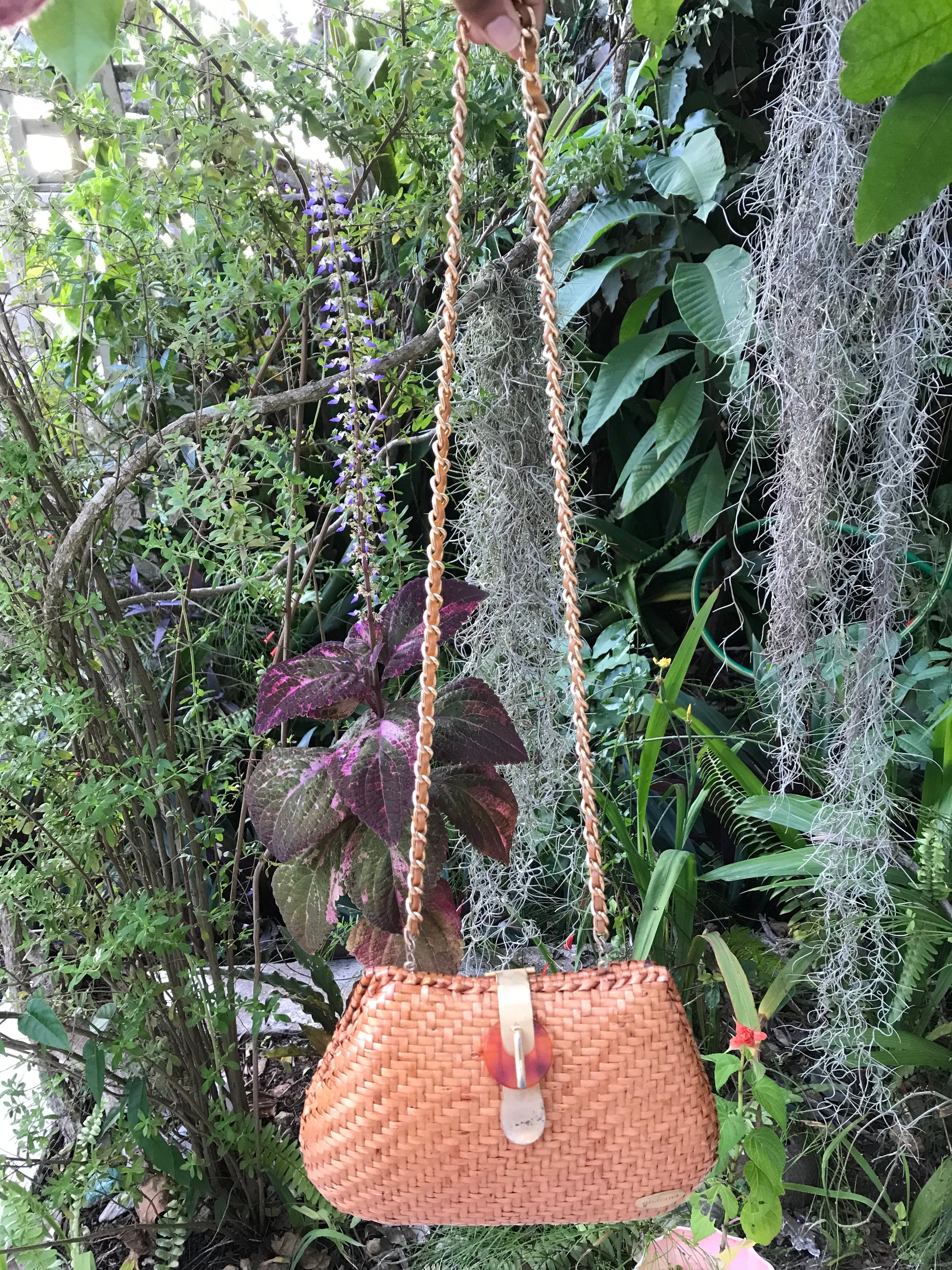 Vintage woven crossbody bag gold chain ^^^