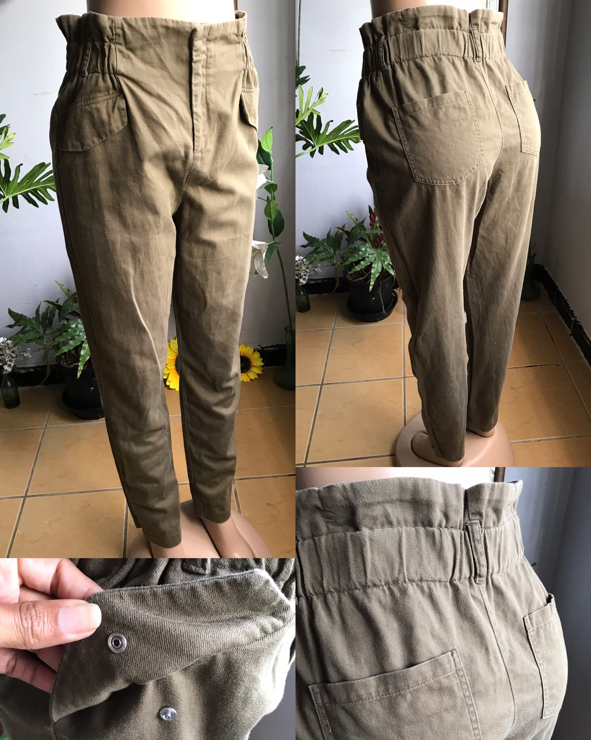 earth green ruffle top pants ::: large