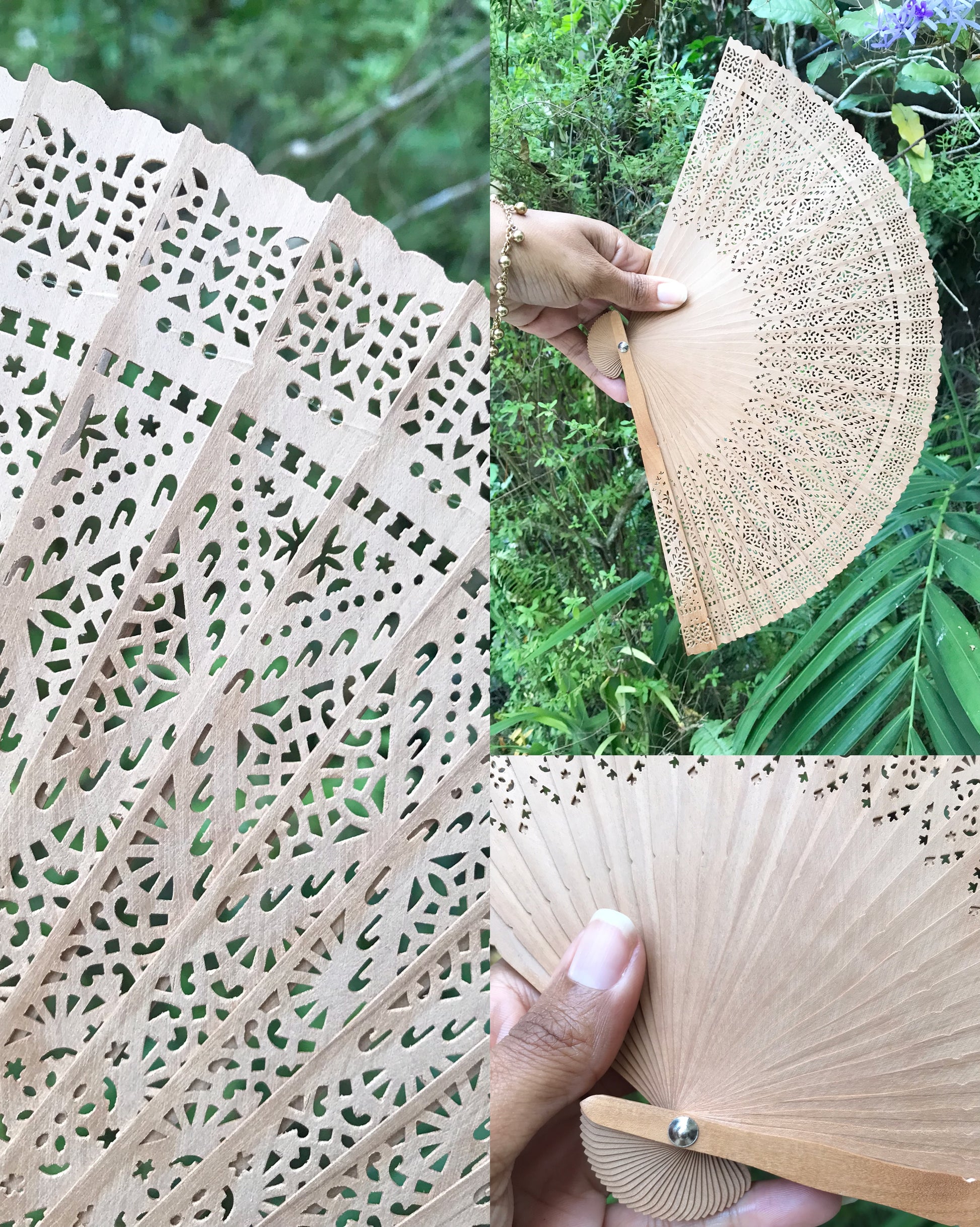 natural wood cutout hand fan *** japanese style