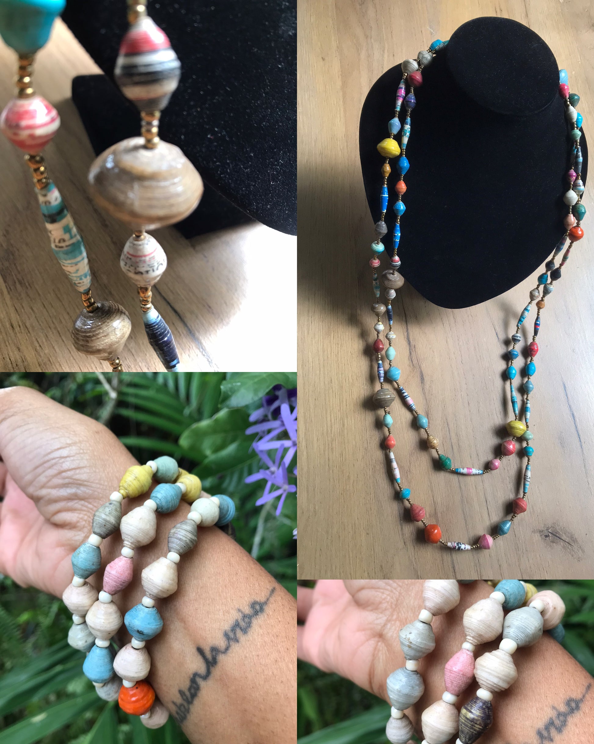 recycled paper colour pop beaded necklace and or bracelet necklace ***