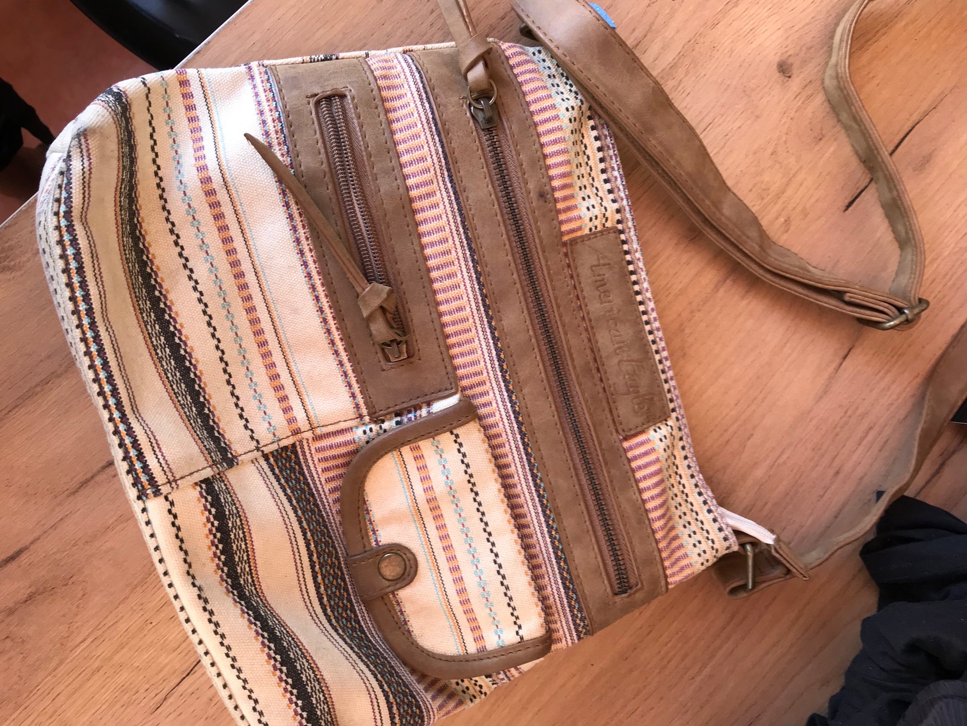 American eagle retro leather trim crossbody bag