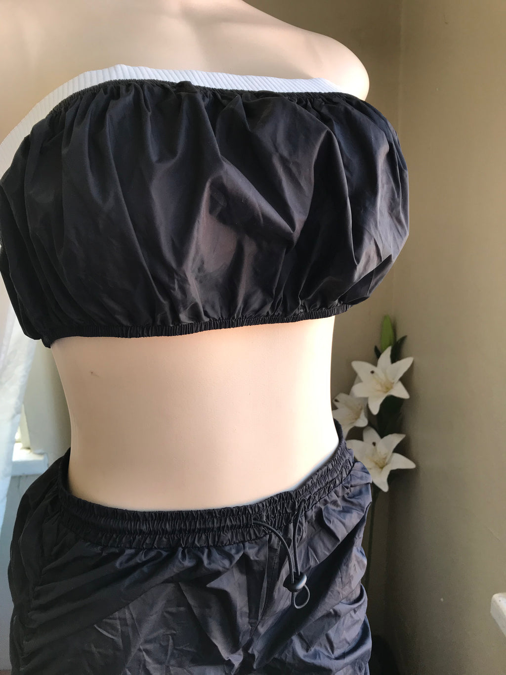 90s style black ruche jogger pants ;;; M :::