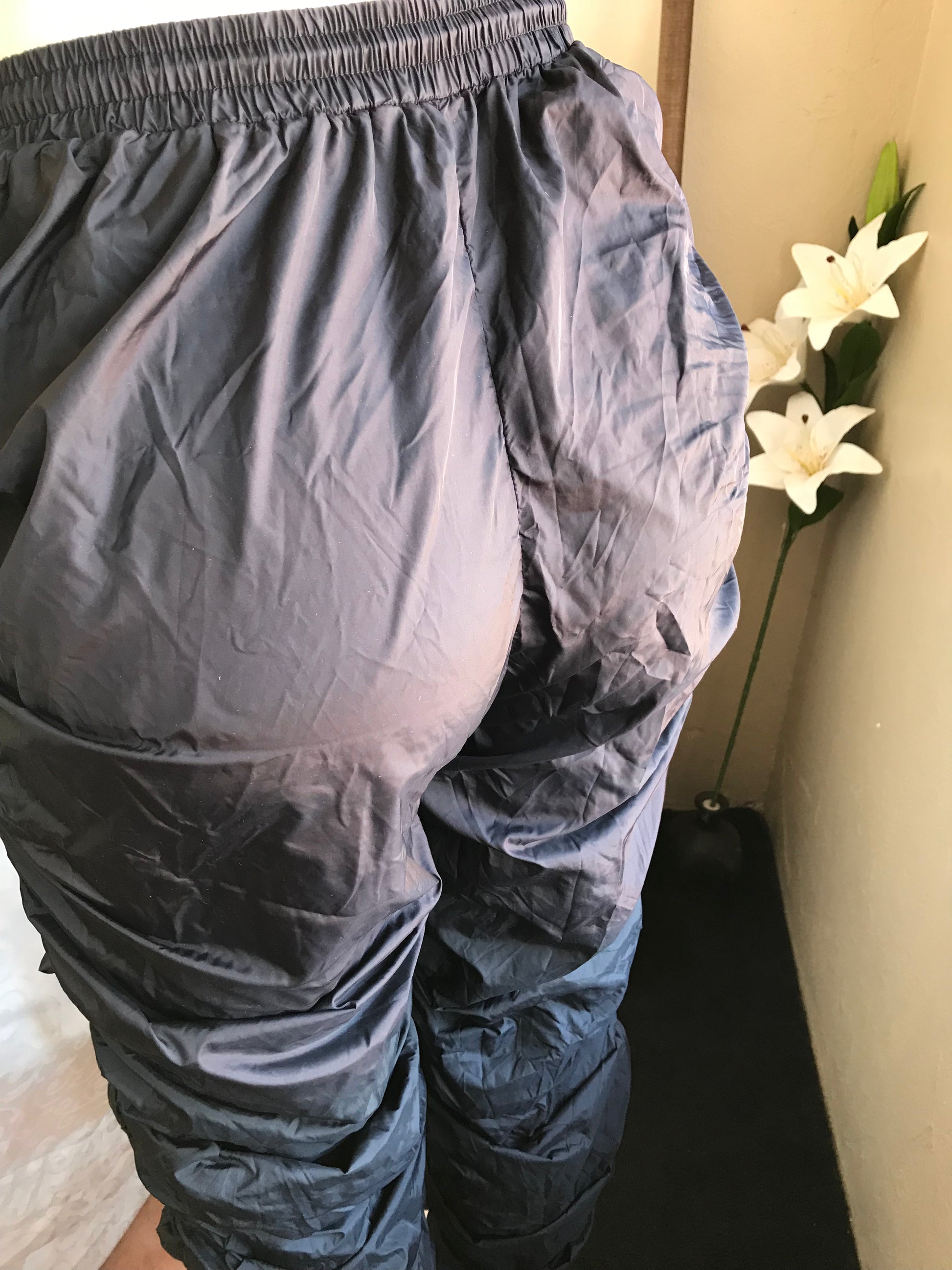 90s style black ruche jogger pants ;;; M :::