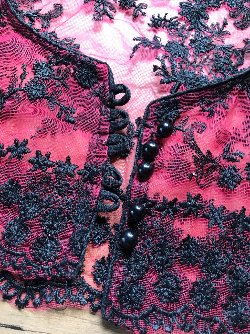 red embroidery open back asian style top ... xs/s