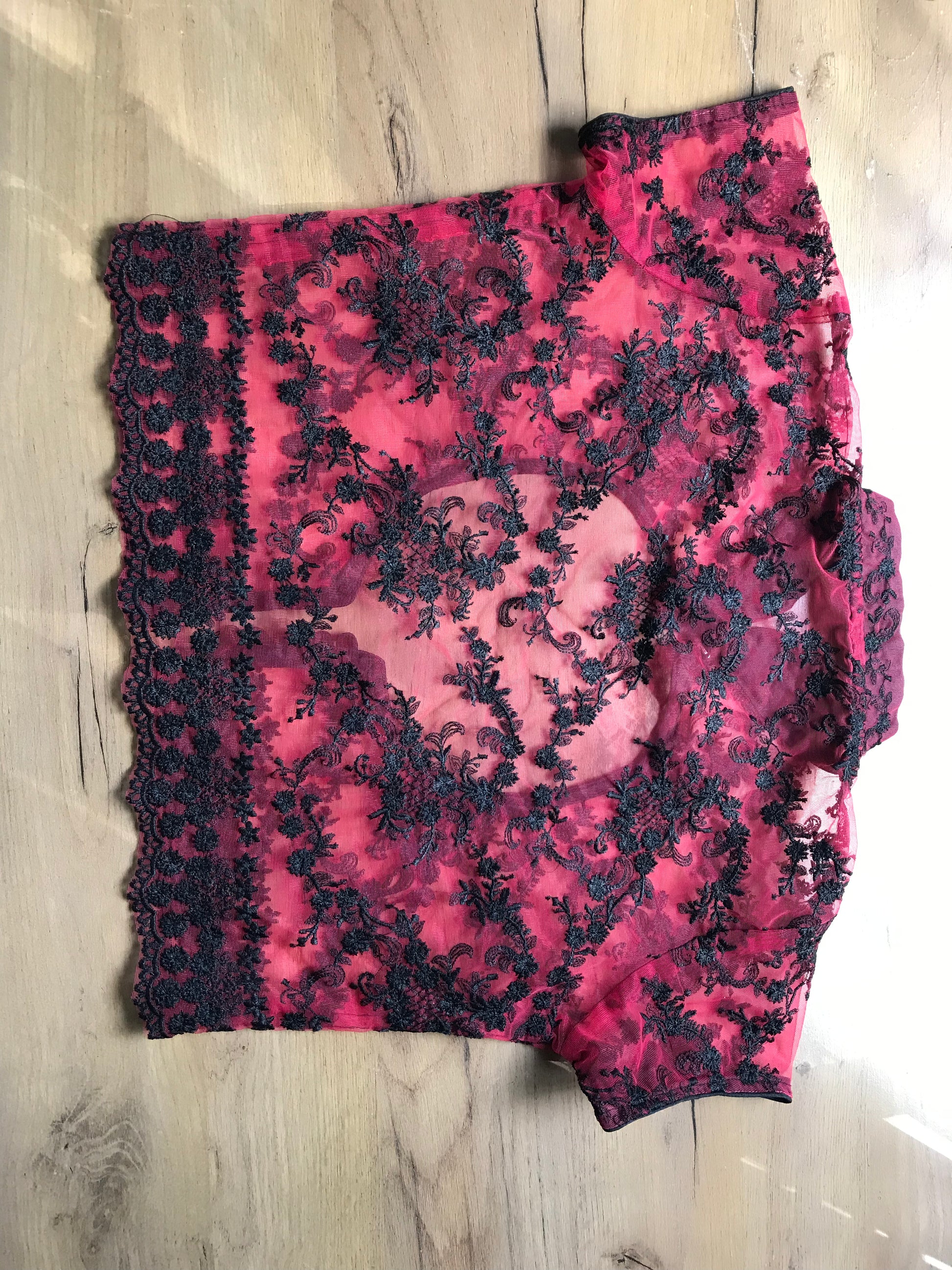 red embroidery open back asian style top ... xs/s