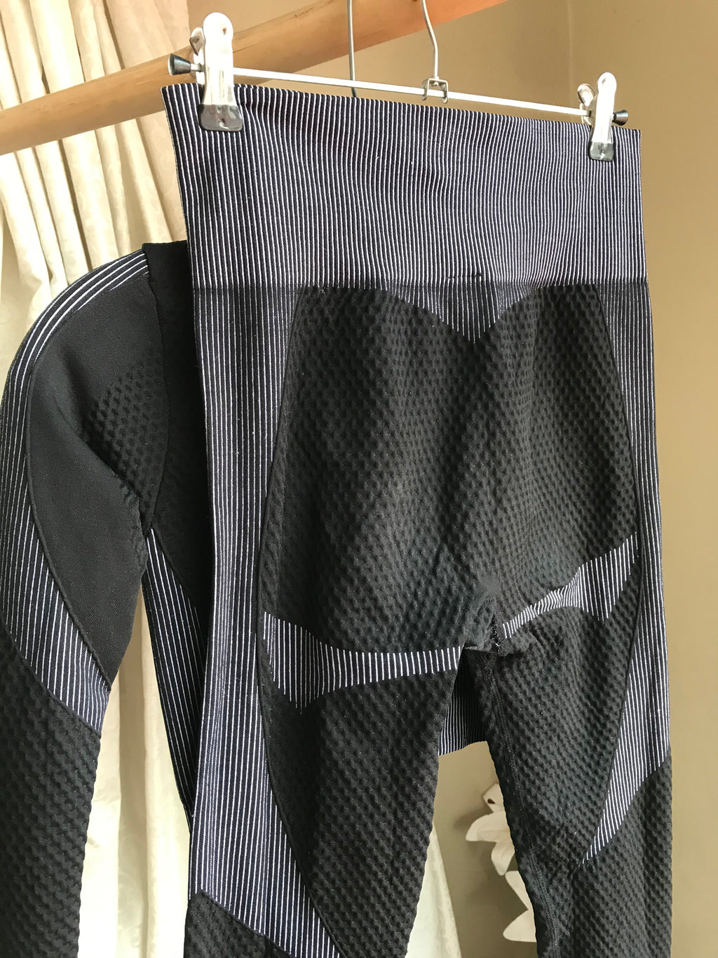 black grey zip exercise leggings set ::: m